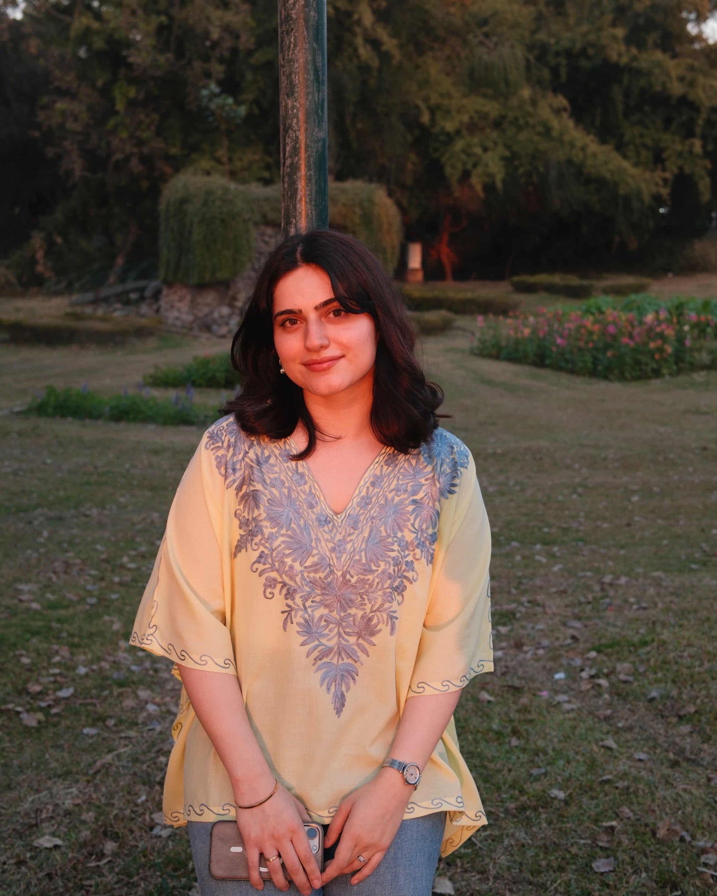 Yellow-blue kaftan top!